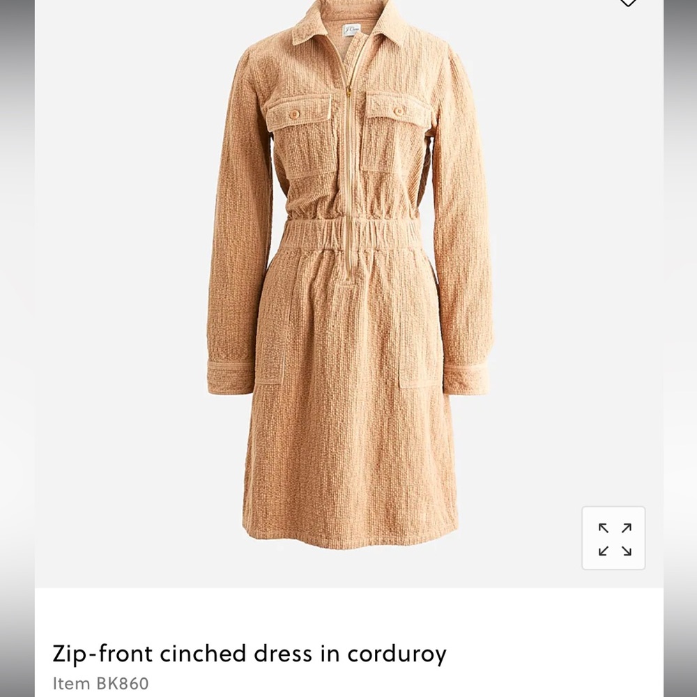 NWT J Crew Zip- front Cinched dress in courdary